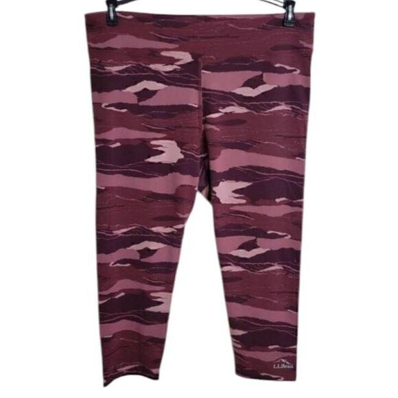 L.L. Bean Sz L Boundless Performance Lycra-Black-Tech Cropped Leggings UPF50+ Pr - Picture 1 of 5